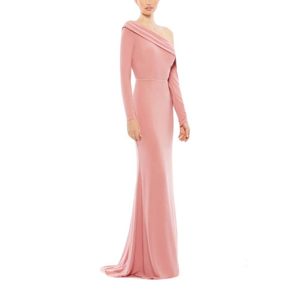 Mac Duggal DROP SHOULDER LONG SLEEVE COLUMN GOWN size 16 - Picture 7 of 12